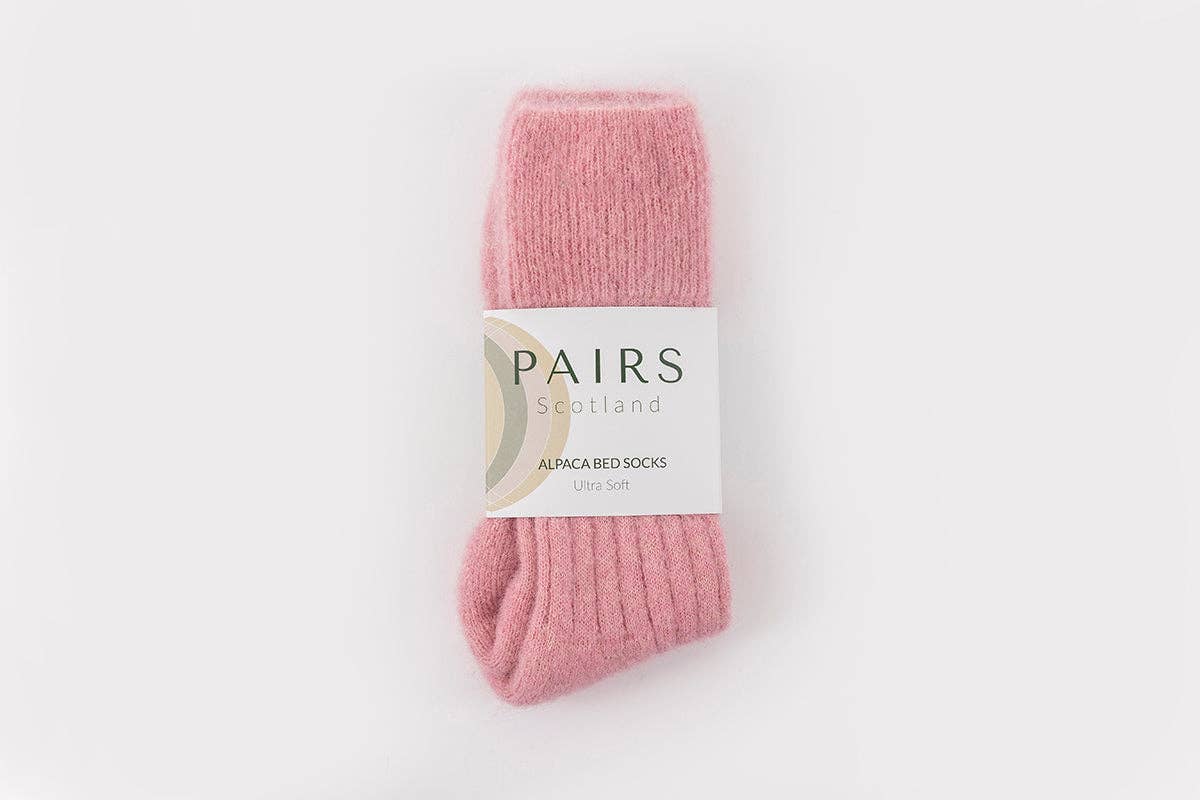 Pairs Scotland Ultra Soft Alpaca Wool Bed Socks / Sherbet Pink