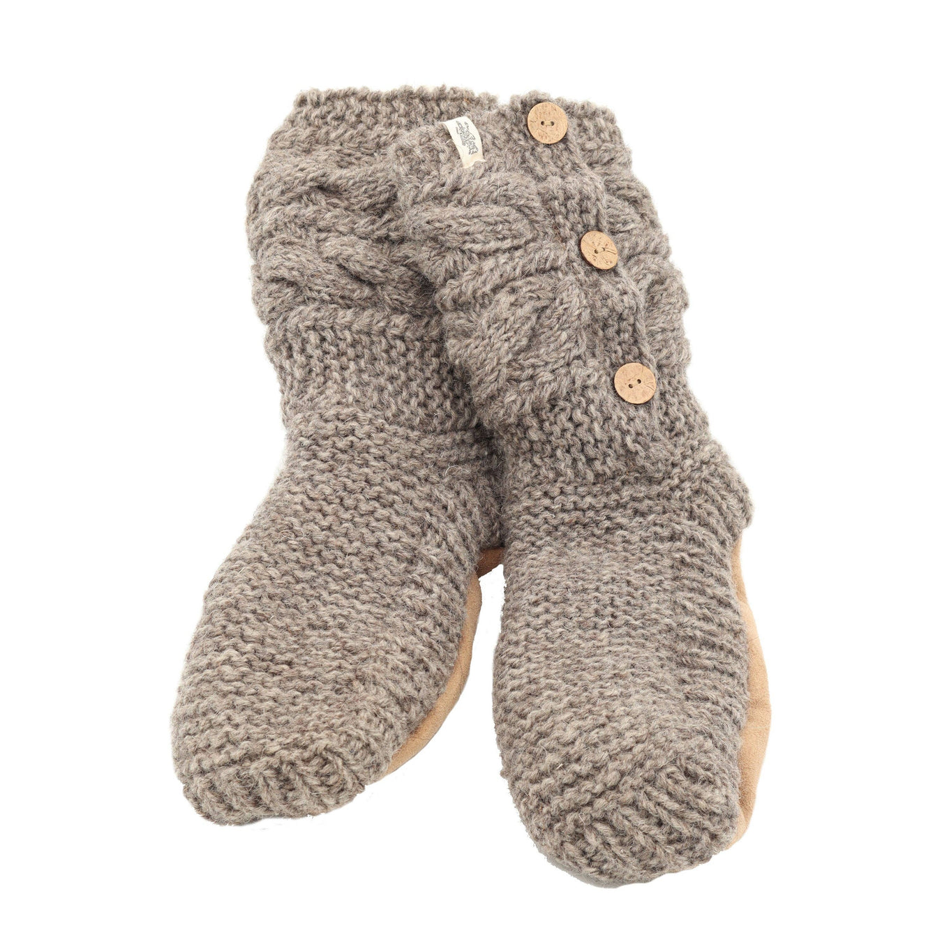 Nirvanna Designs 3-Button Hand-Crochet Wool Slipper Socks