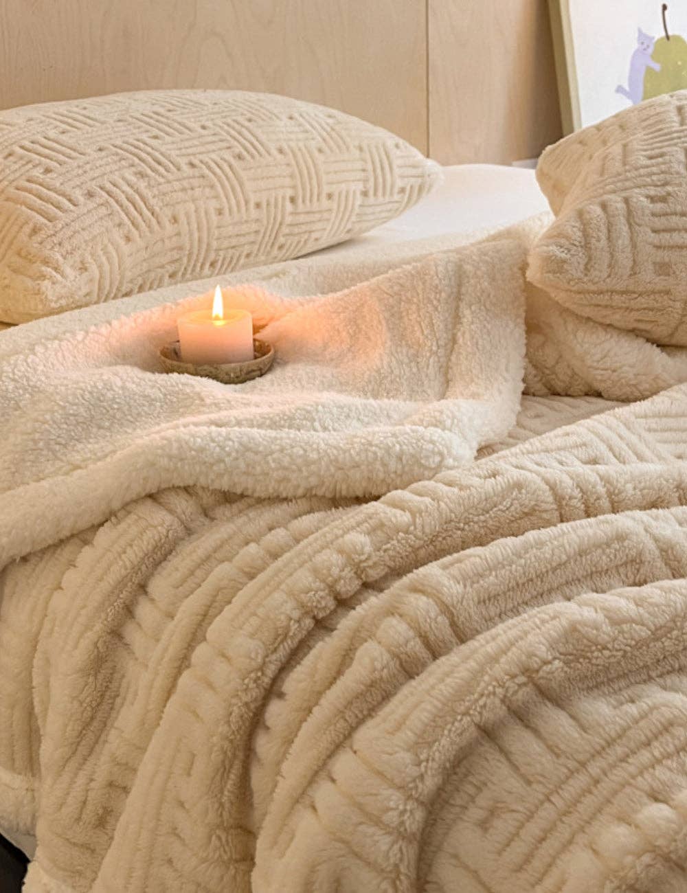 Sweetkama Grid Sherpa Fleece Oversized Throw Blanket
