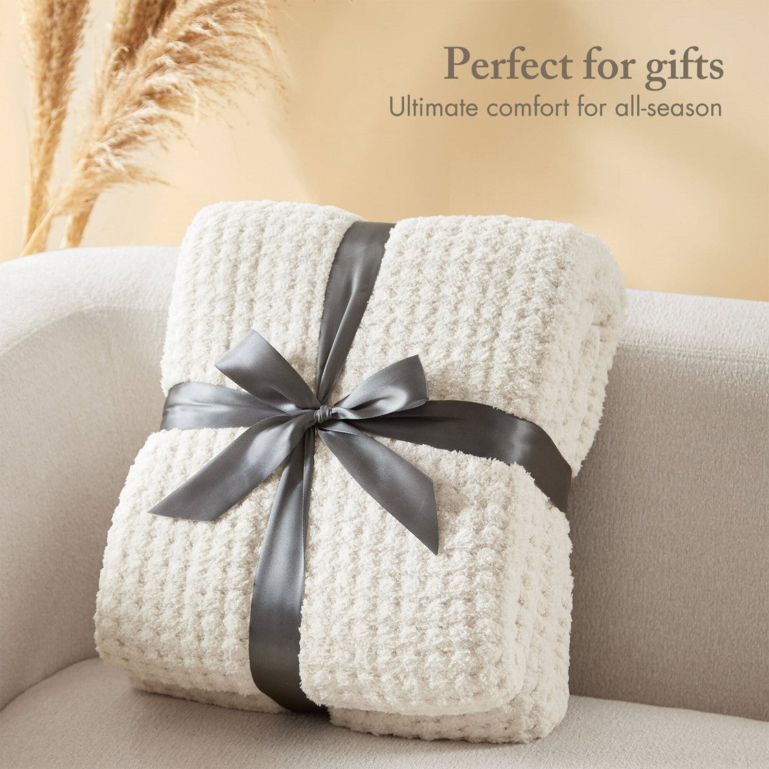 Olliix Waffle Knit Chenille & Sherpa Throw Blanket