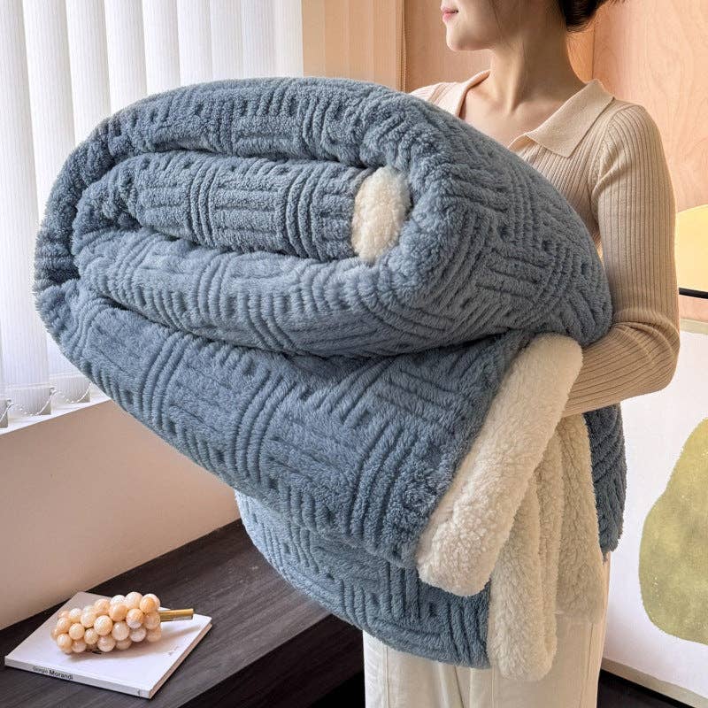Sweetkama Grid Sherpa Fleece Oversized Throw Blanket
