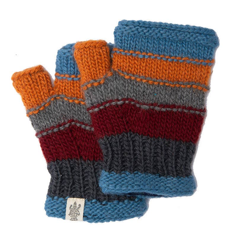Nirvanna Designs Short Cuff Stripe Hand-Knit Wool Hand Warmers