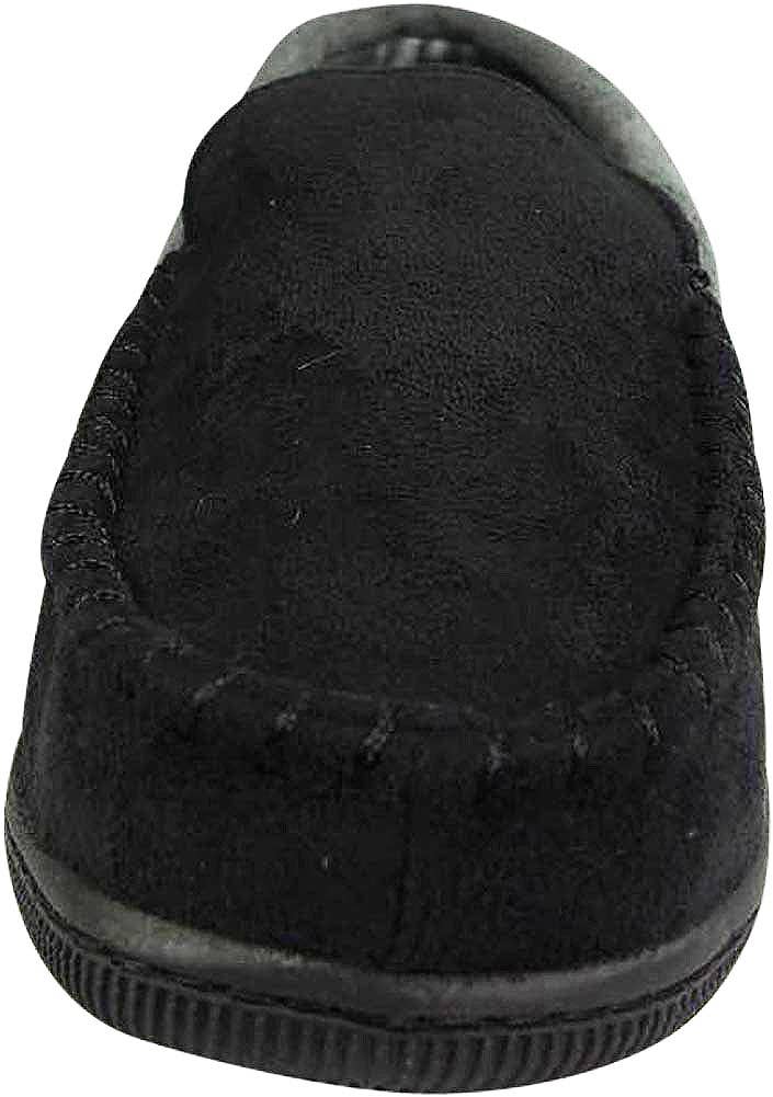 Norty Men's Faux Suede Memory Foam Moccasin Slippers / Black & Gray