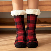 ACCITY Holidays Plaid Plush Sherpa Lined Slipper Socks