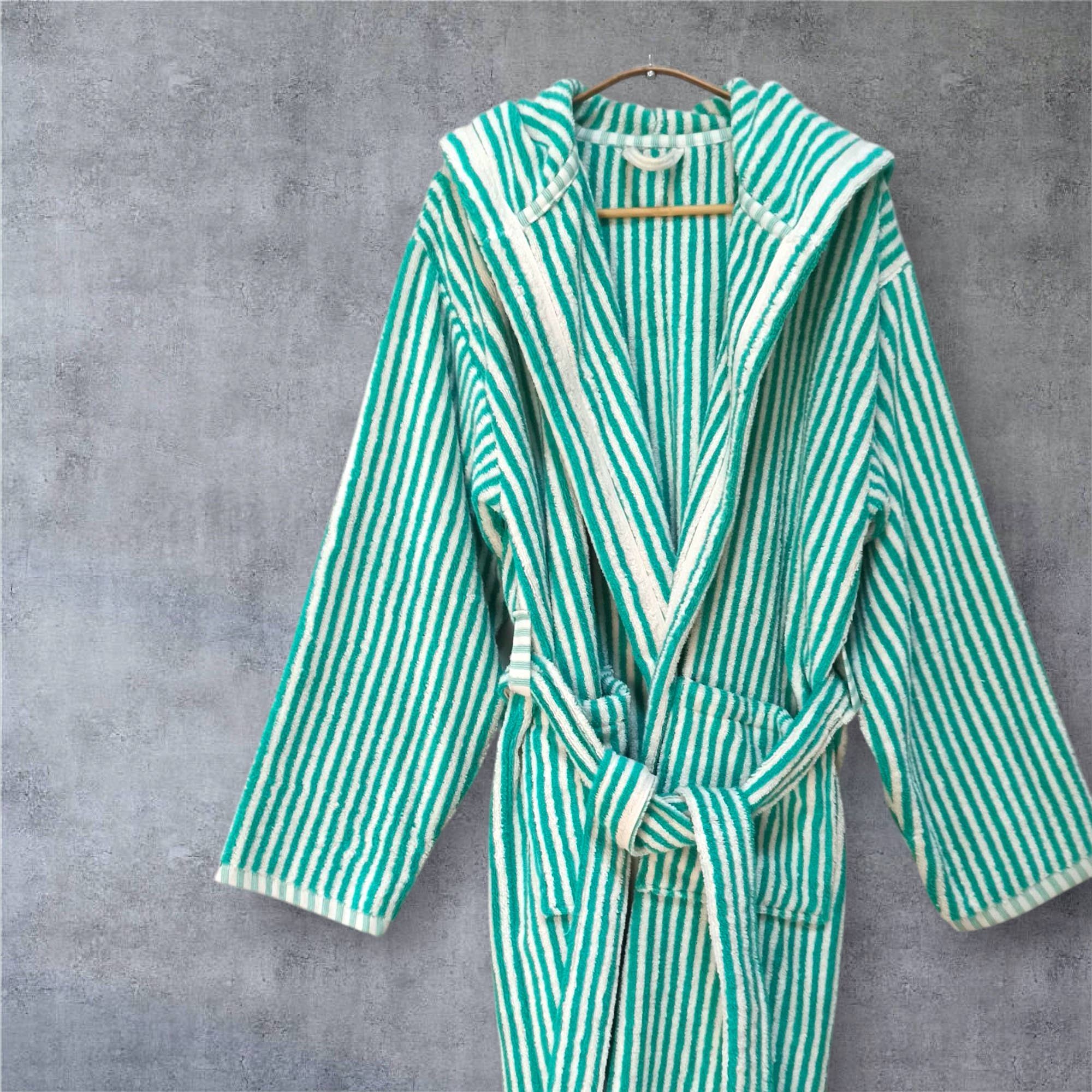 Stripe Bathrobe Handloom Turkish Cotton Resort Heavy Luxury
