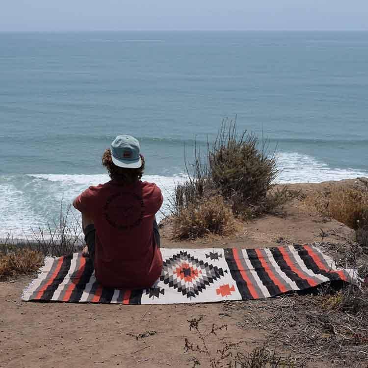 West Path Aztec Diamond Mexican Falsa Blanket / Warm Earth