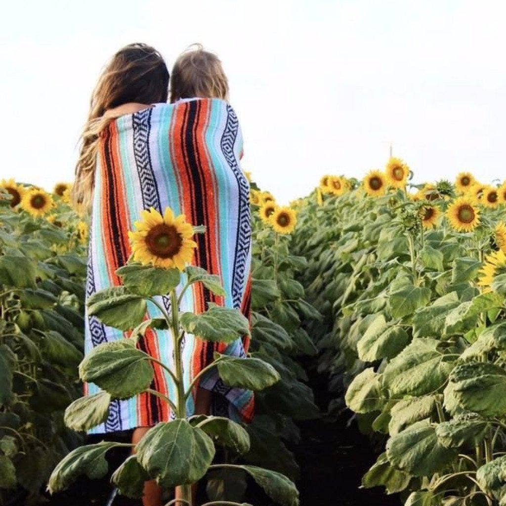 Mint and Orange Mexican Falsa Yoga Blanket