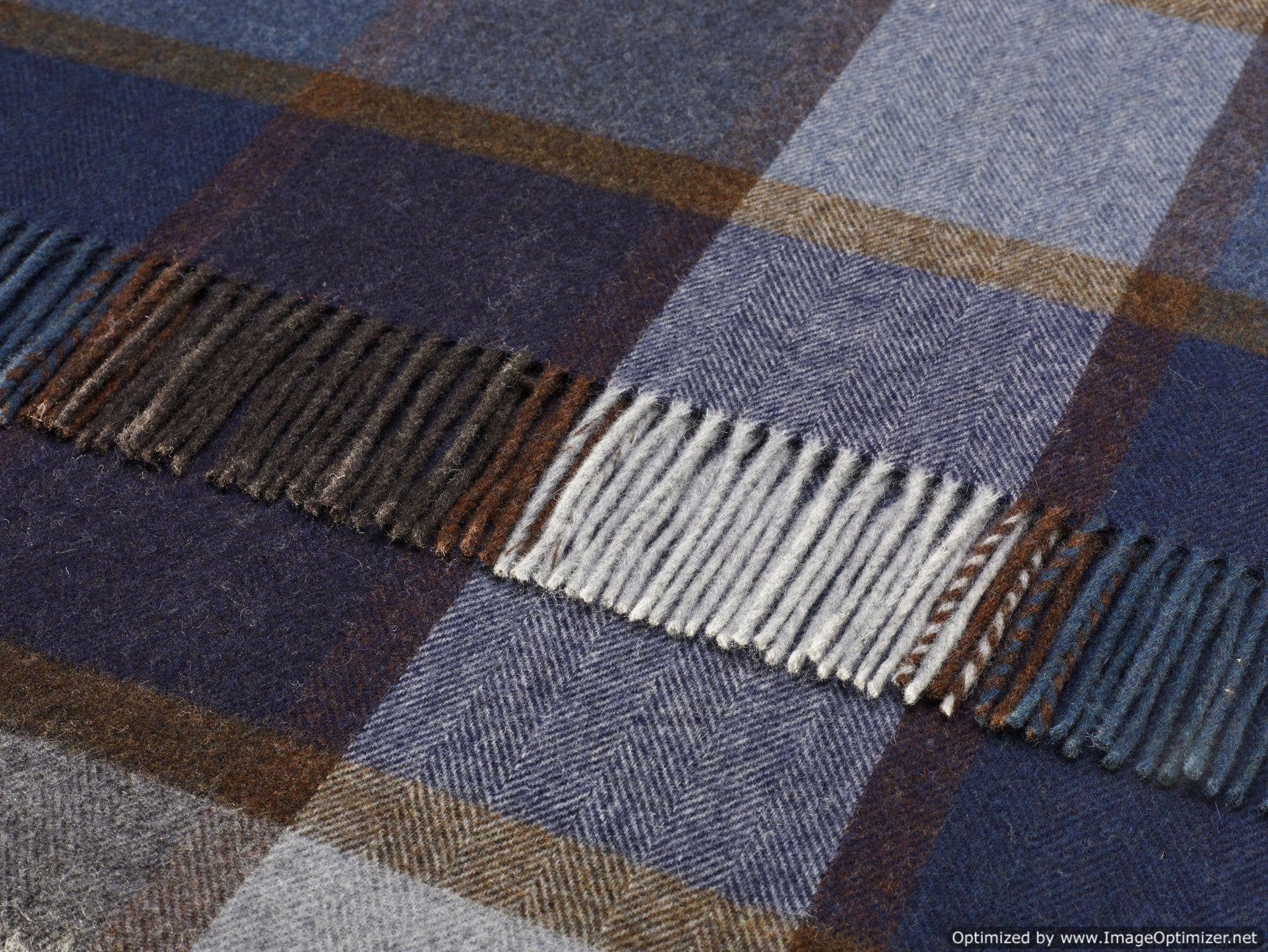 Bronte Moon Pateley Check Merino Wool Throw Blanket Collection