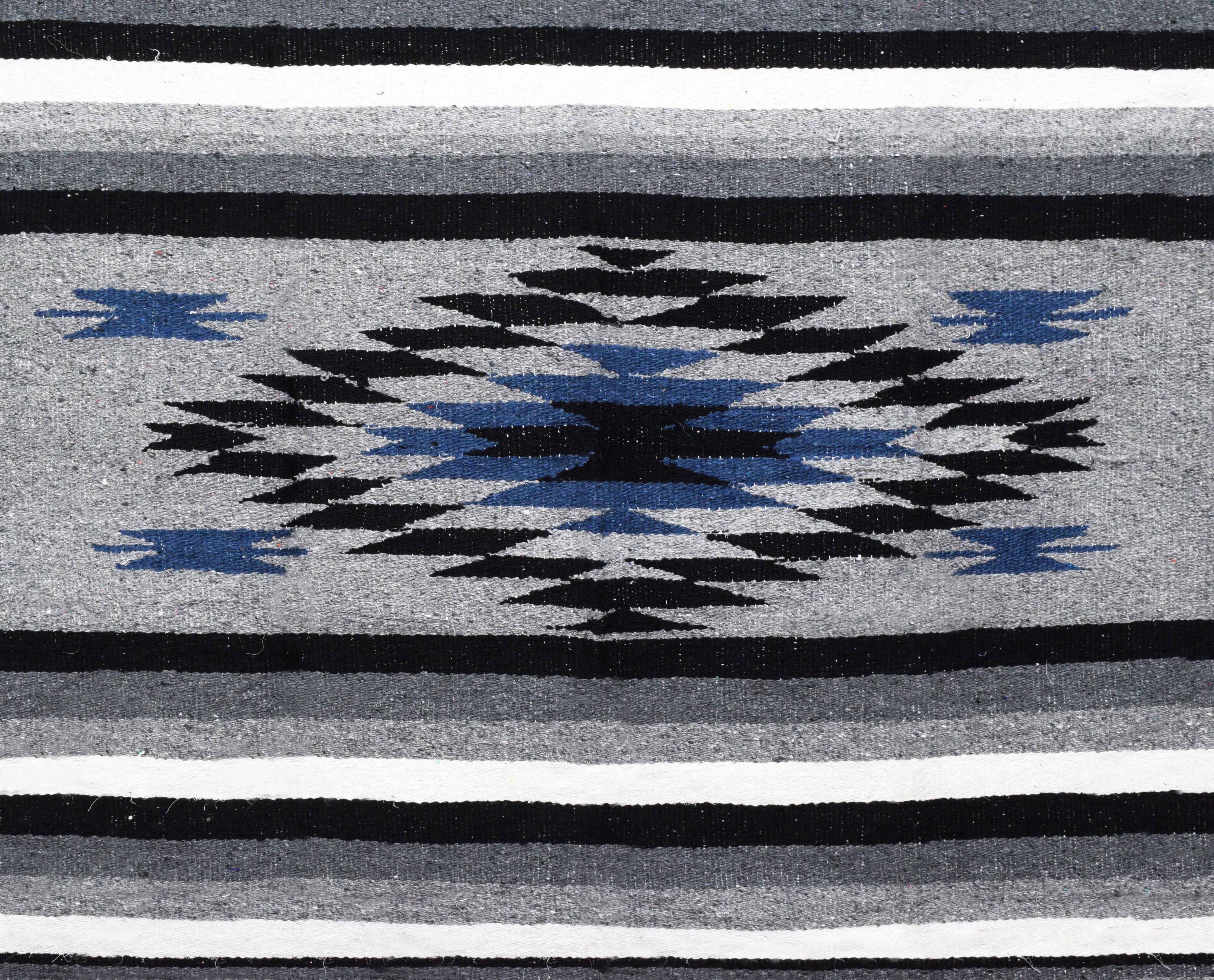 West Path Aztec Diamond Mexican Falsa Blanket / Twilight Black & White