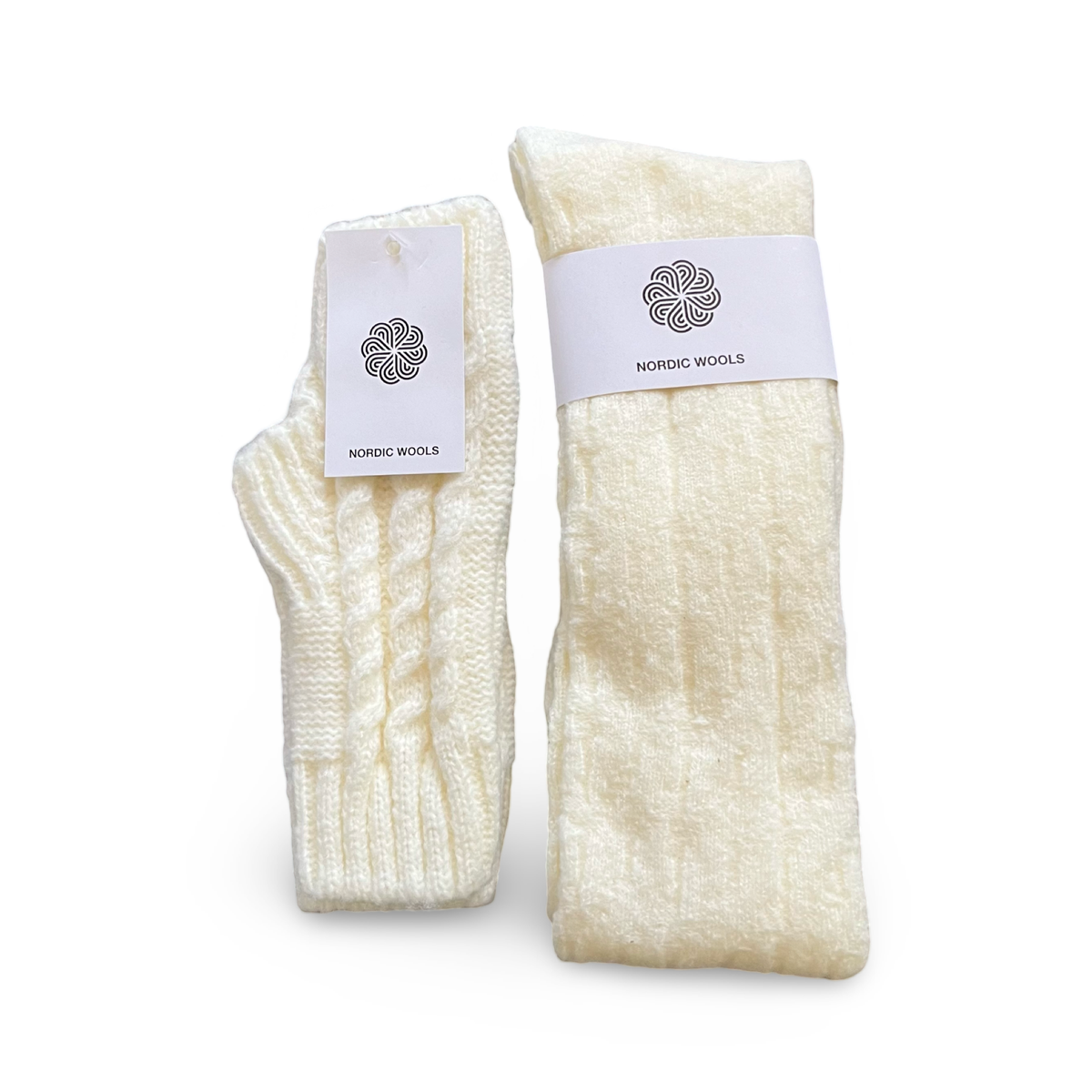 Nordic Wools Lyra Over-the-Knee Socks & Hand Warmers Set / Creme