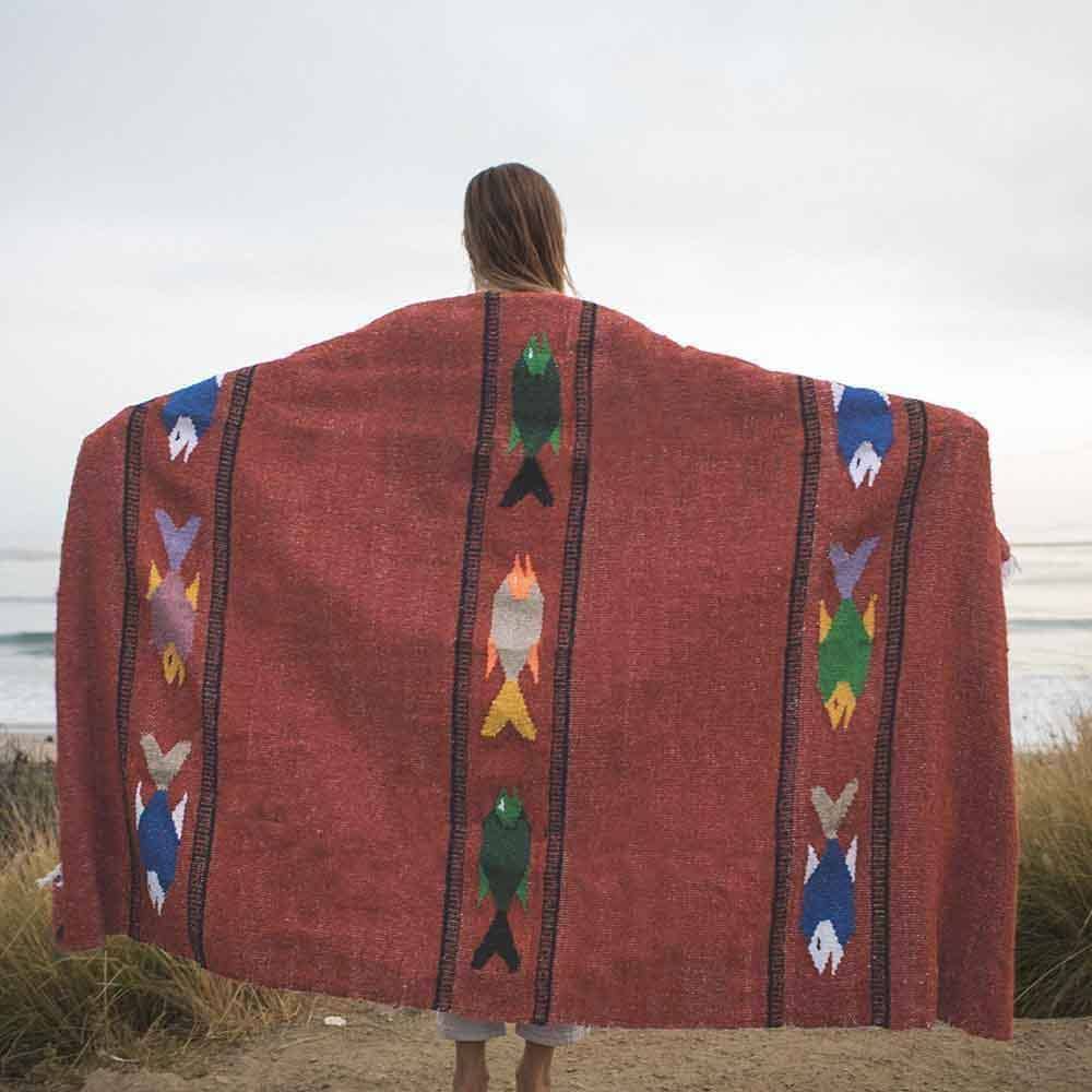Red Earth Rust Baja Fish Yoga Blanket