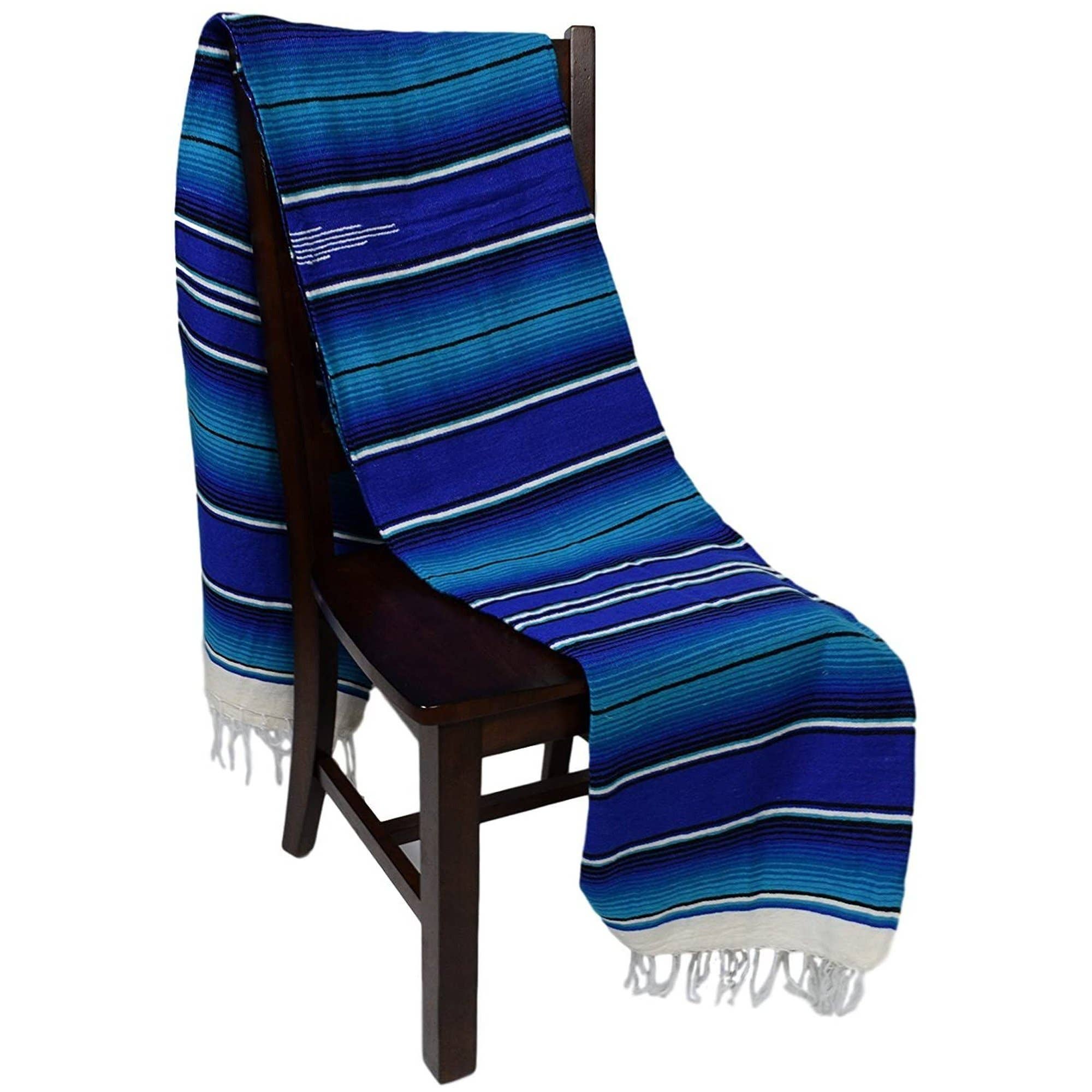 West Path Mexican Serape Blanket / Blue Tones