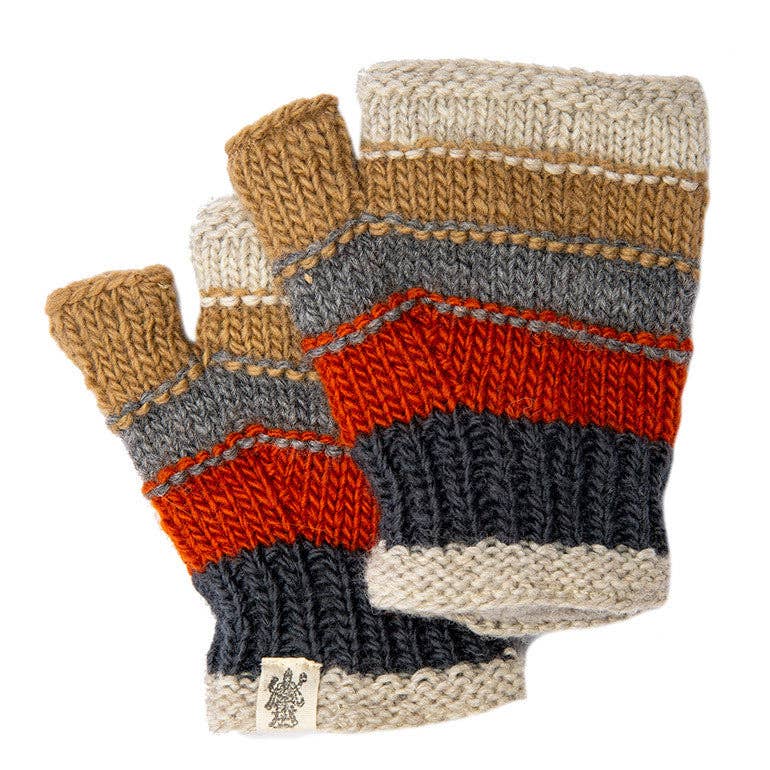 Nirvanna Designs Short Cuff Stripe Hand-Knit Wool Hand Warmers