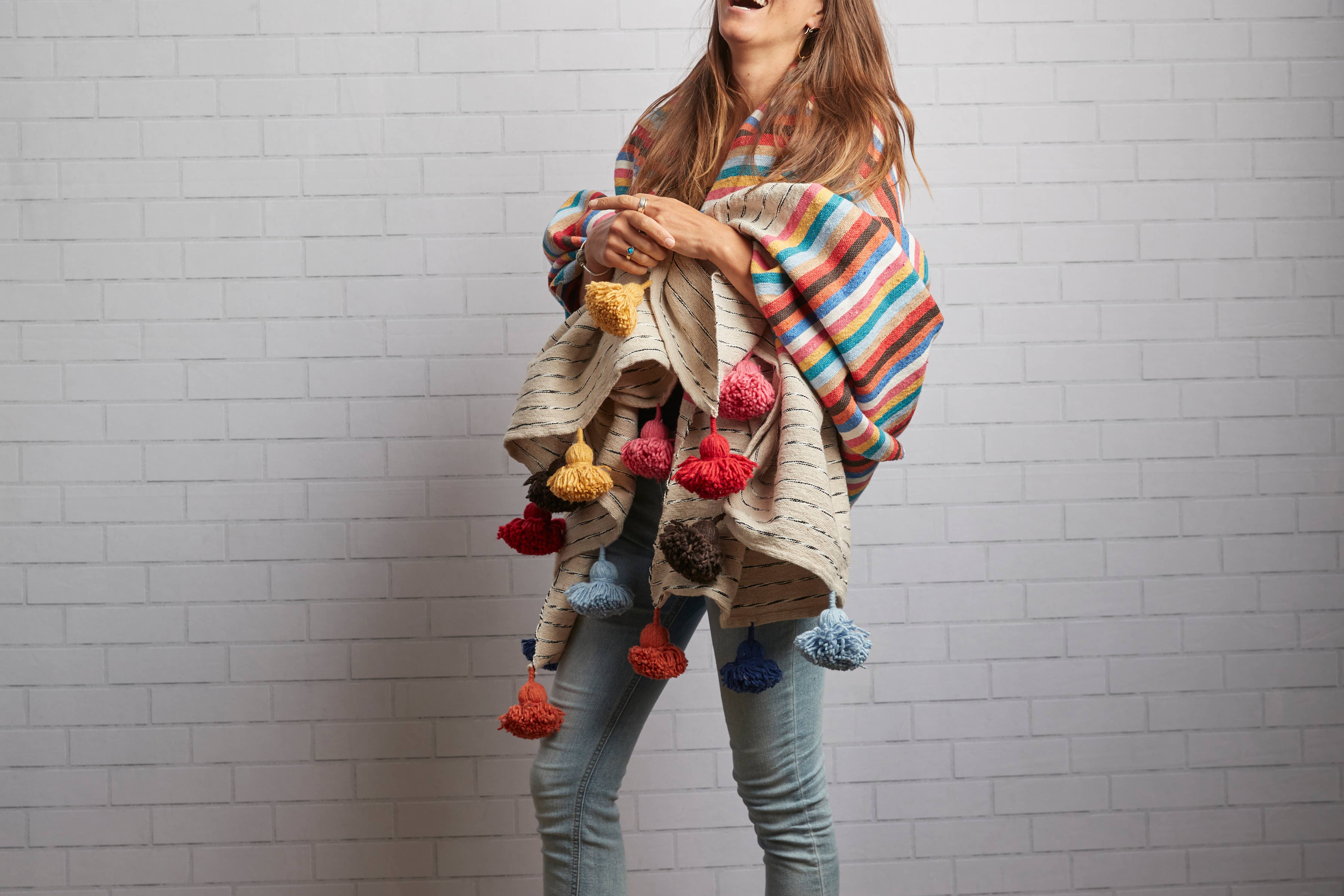 Moroccan Tassel Blanket - Multicolor