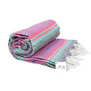 Grey and Coral Mint Mexican Falsa Blanket