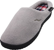 Norty Men's Microfiber Memory Foam Clog Slippers / Gray & Plaid