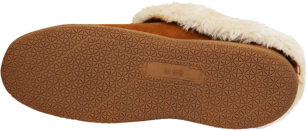 Norty Men's Faux Suede & Fur Twin Gore Memory Foam Clog Slippers / Brown & Camel