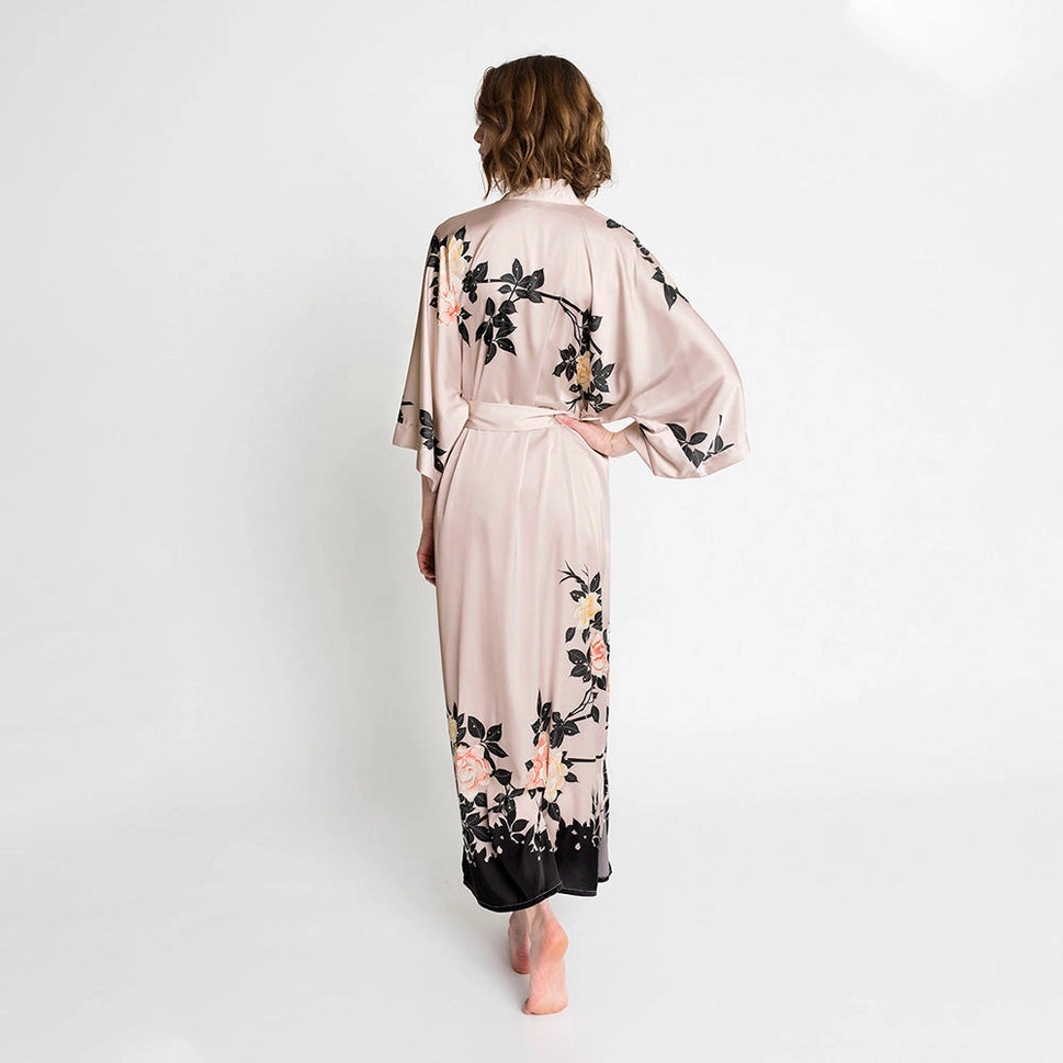 KIM+ONO Blush Rose Women's Long Kimono Robe