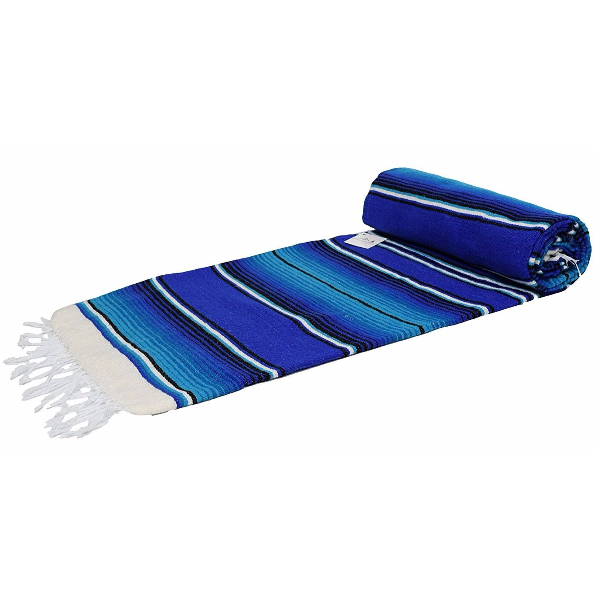 West Path Mexican Serape Blanket / Blue Tones