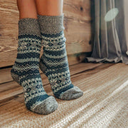Nordic Wools Asenka Merino Wool Blend Unisex Socks / Cobalt & Teal Mix