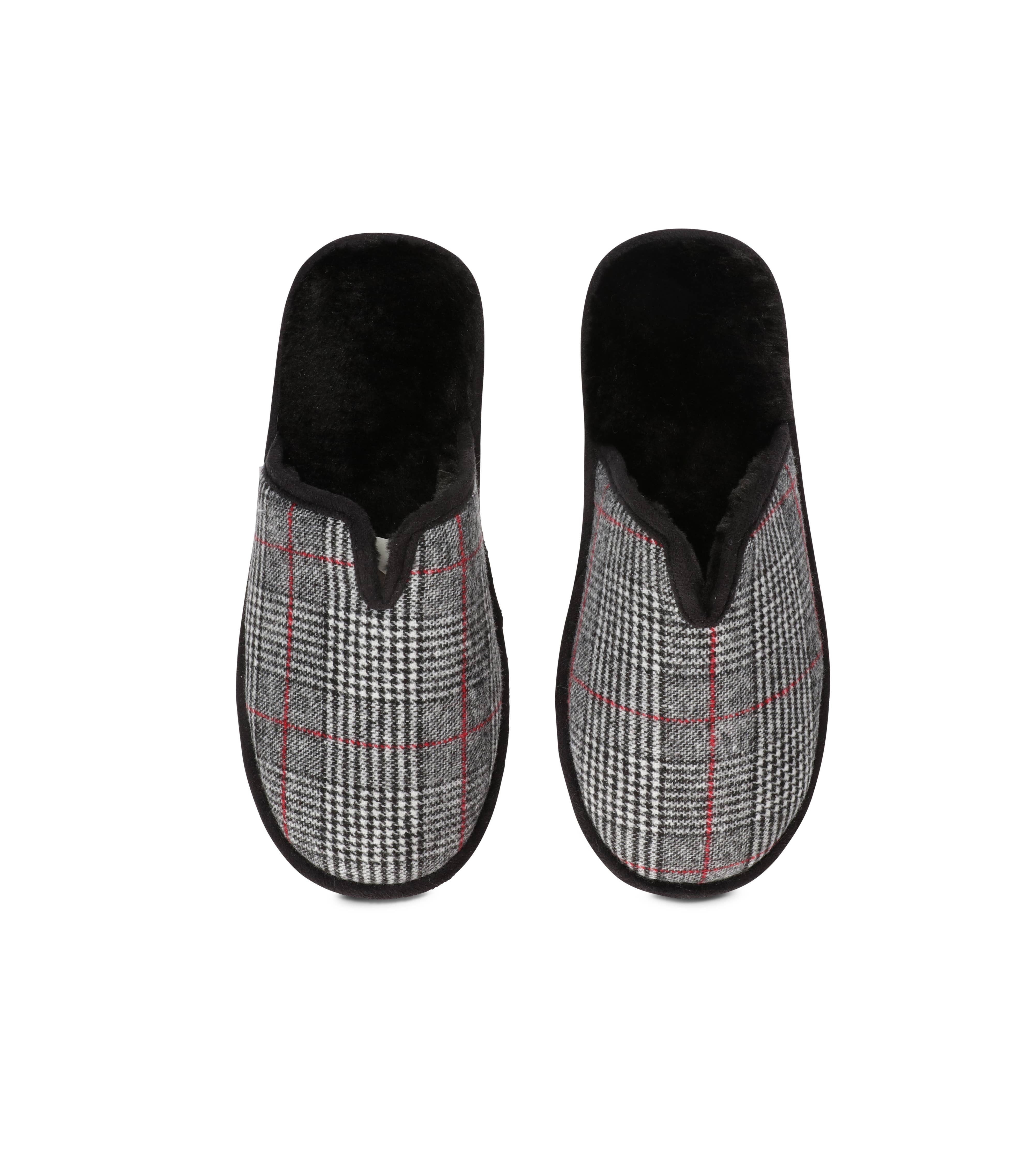 Men's Glen Plaid Plush Mule Slippers