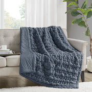 Soft Warm Ruched 50x60" Throw Blanket, Slate Blue
