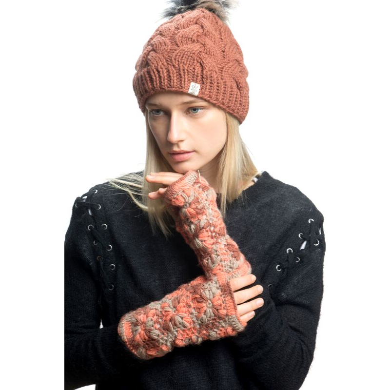 Boheme Cable Beanie with Faux Fur Pom