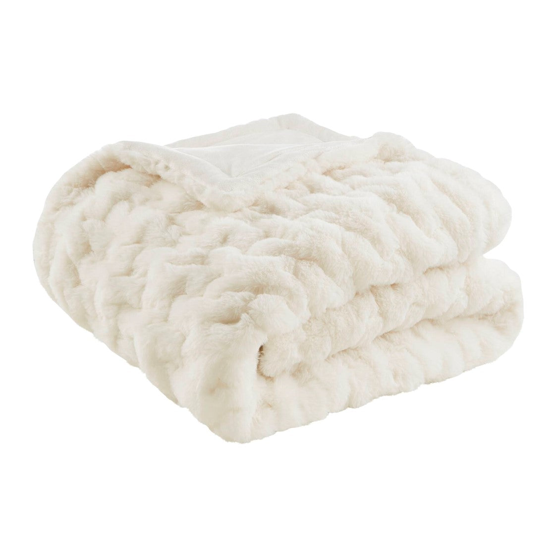 Olliix Ruched Faux Fur Throw Blanket