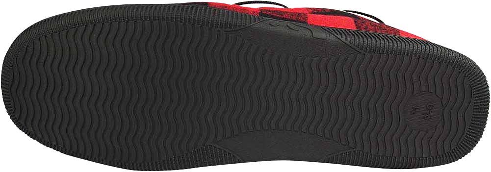 Norty Men's Buffalo Plaid Memory Foam Moccasin Slippers / Red & Black