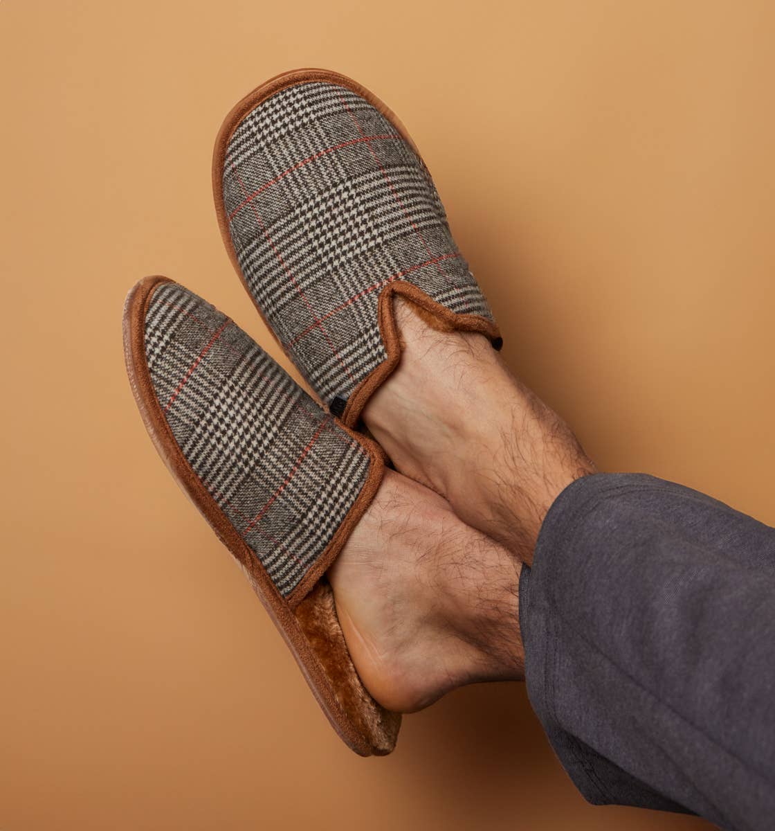 Men's Glen Plaid Plush Mule Slippers