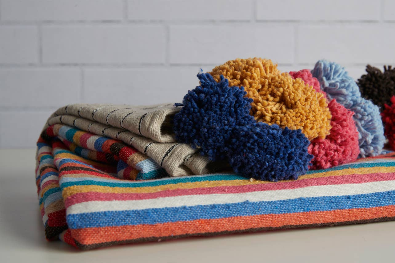 Moroccan Tassel Blanket - Multicolor