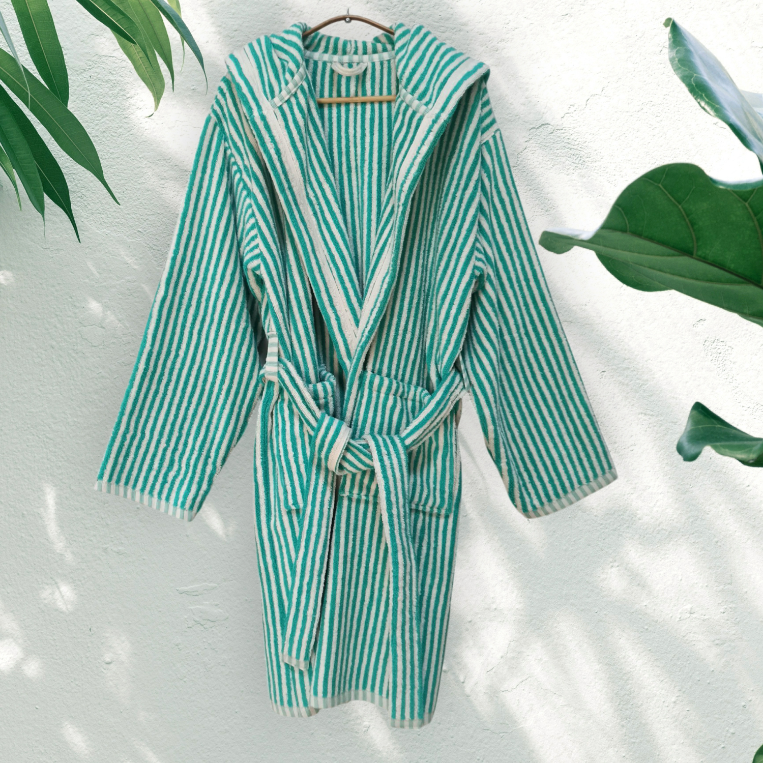 Stripe Bathrobe Handloom Turkish Cotton Resort Heavy Luxury