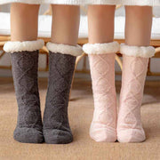 ACCITY Knit Solid Color Plush Sherpa Lined Slipper Socks
