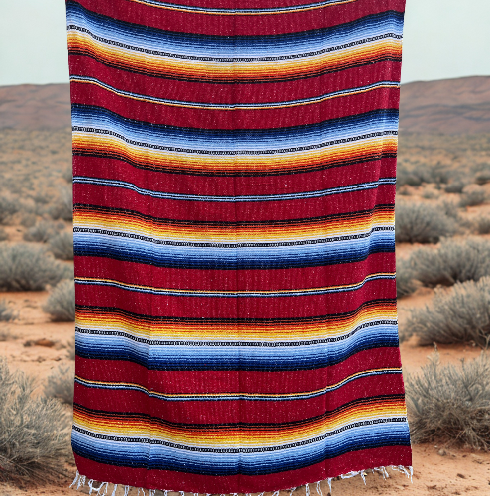 West Path Spectrum Mexican Baja Blanket / Rust Fire & Water