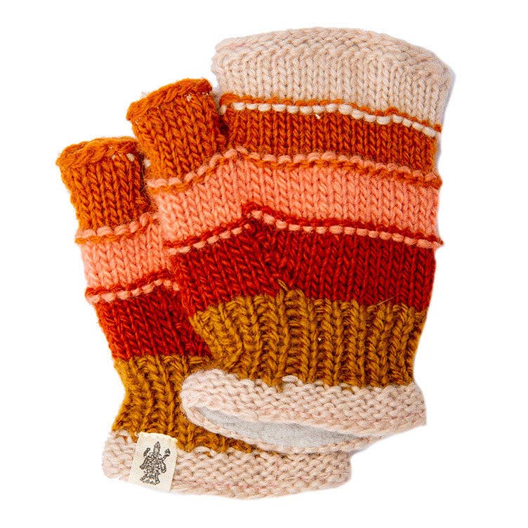 Nirvanna Designs Short Cuff Stripe Hand-Knit Wool Hand Warmers