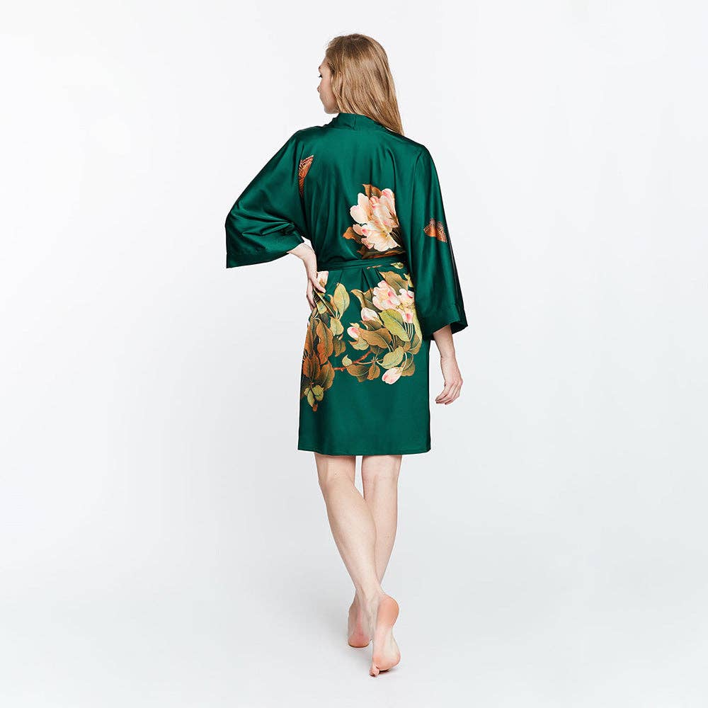Peony & Butterfly Short Kimono Robe