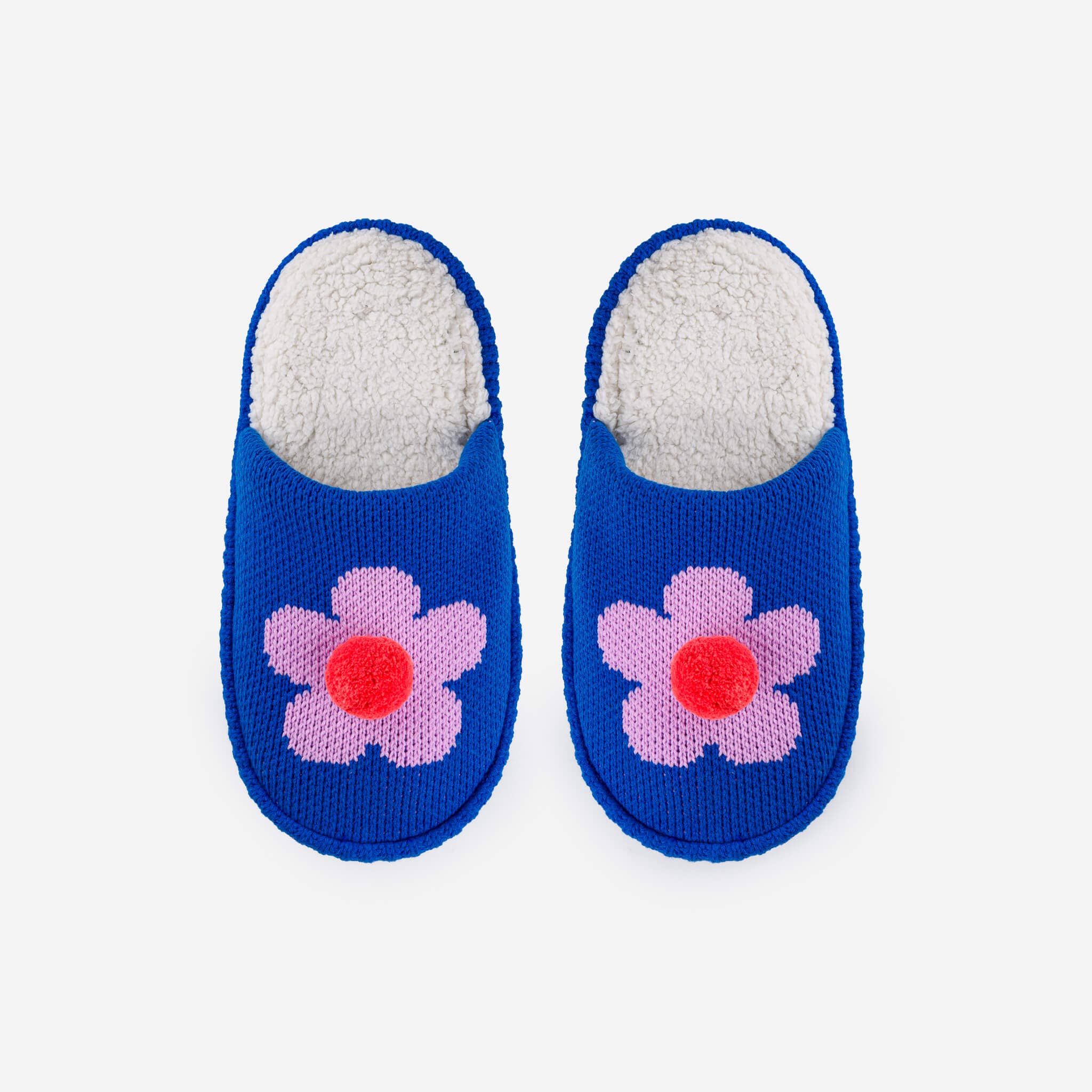 Flower Pom Mule Slippers