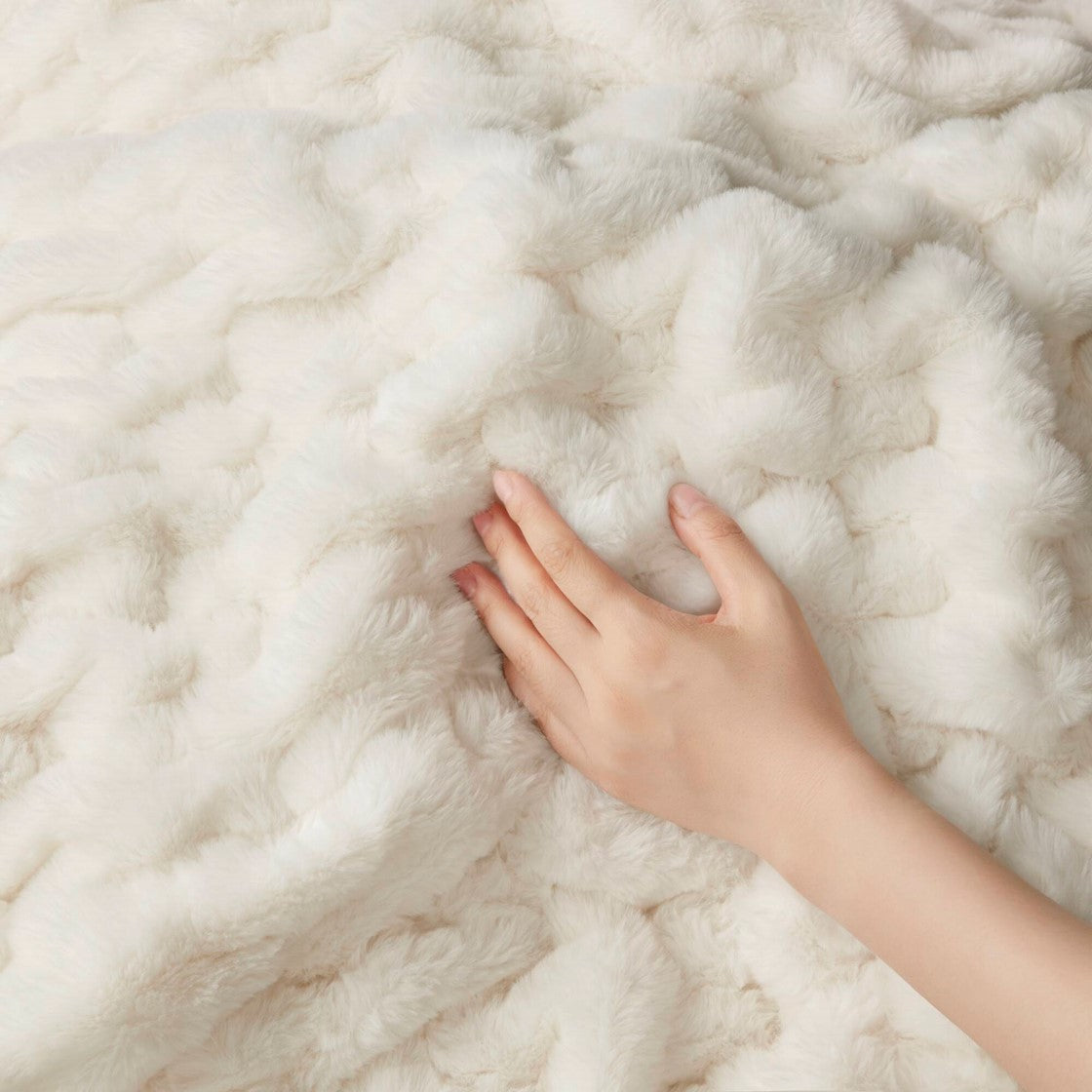 Olliix Ruched Faux Fur Throw Blanket