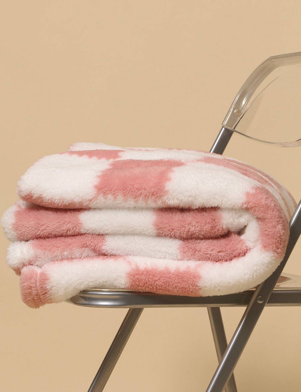 Home Coral Color Block Fleece Soft Blanket SKABL4090