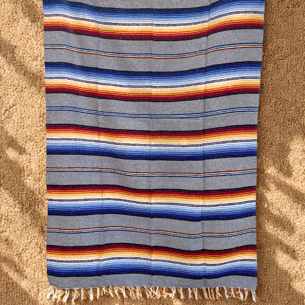 West Path Spectrum Mexican Baja Blanket / Gray Fire & Water