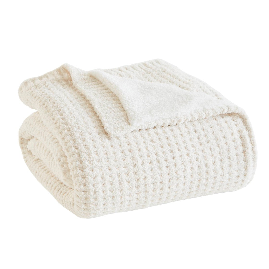 Olliix Waffle Knit Chenille & Sherpa Throw Blanket