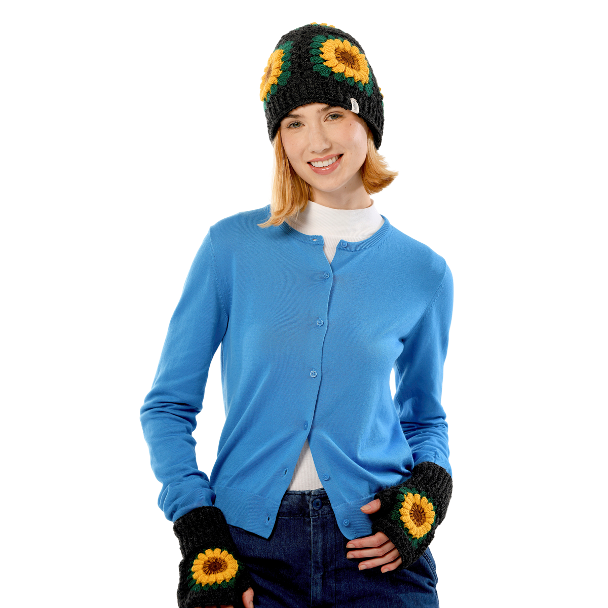 Nirvanna Designs Blooming Sunflower Hand-Knit Wool Hand Warmers