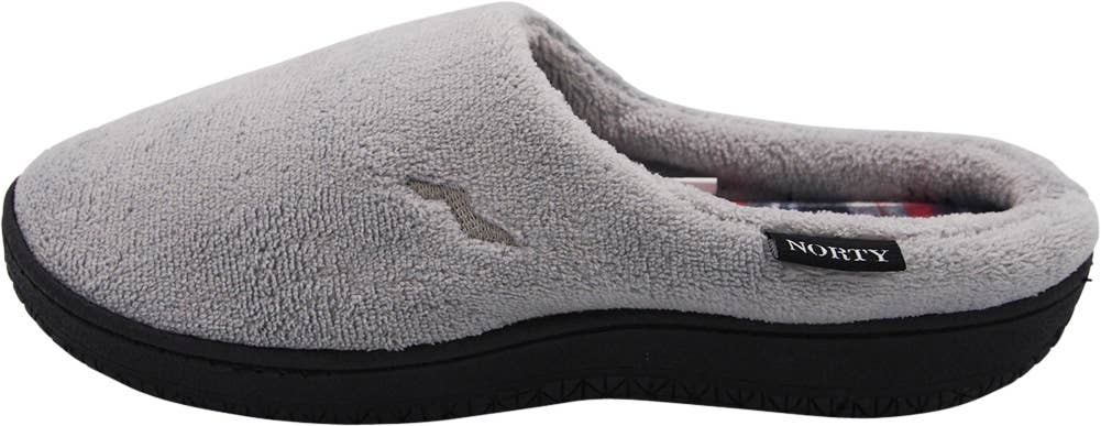 Norty Men's Microfiber Memory Foam Clog Slippers / Gray & Plaid