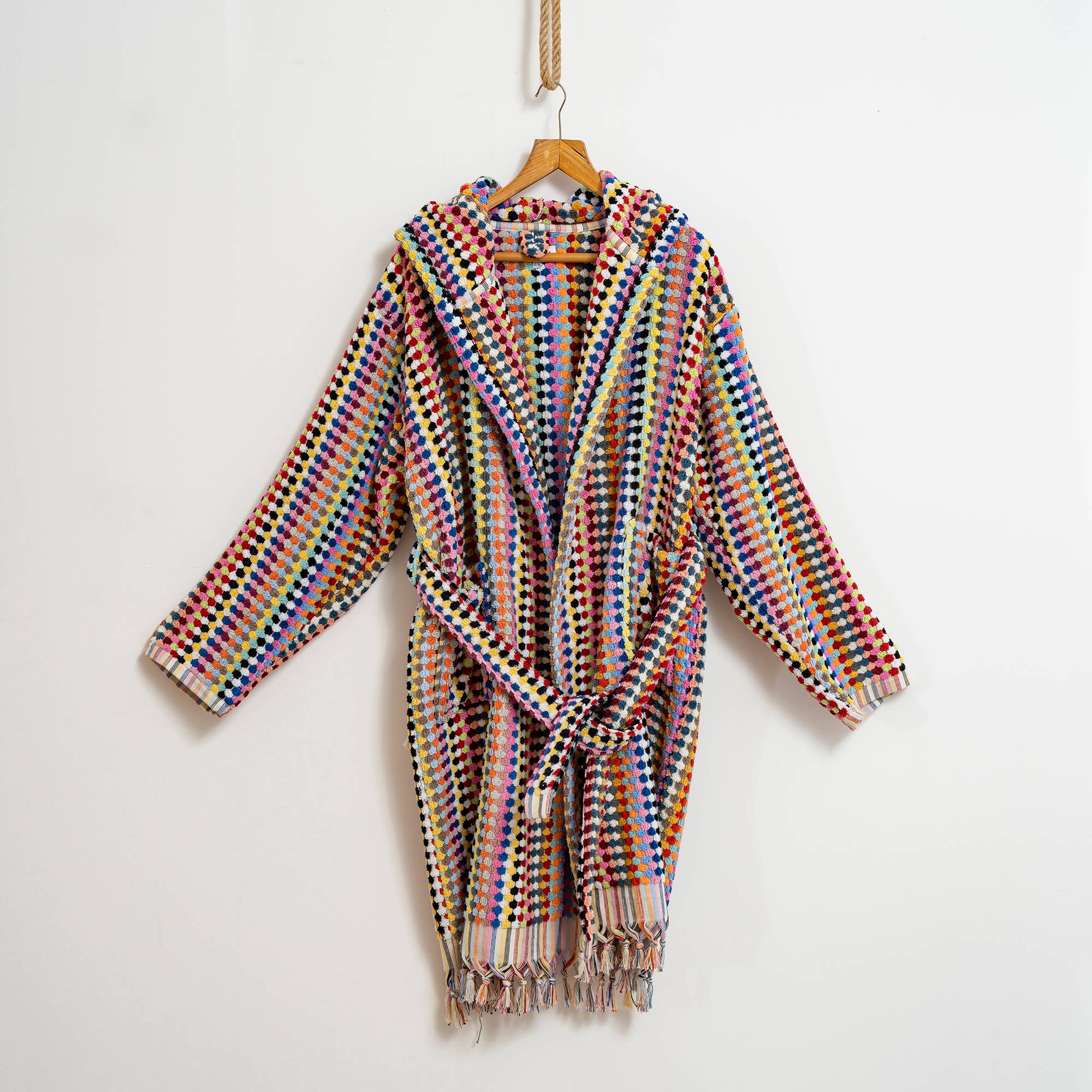 Pom Pom Bathrobe Handloom Turkish Cotton Resort Heavy Luxury