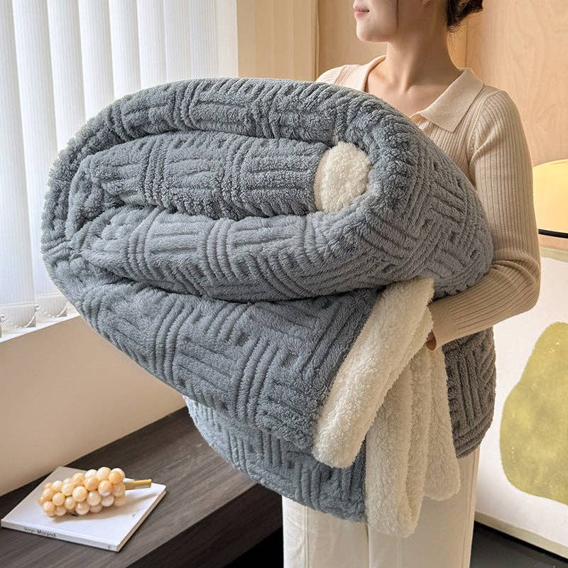 Sweetkama Grid Sherpa Fleece Oversized Throw Blanket