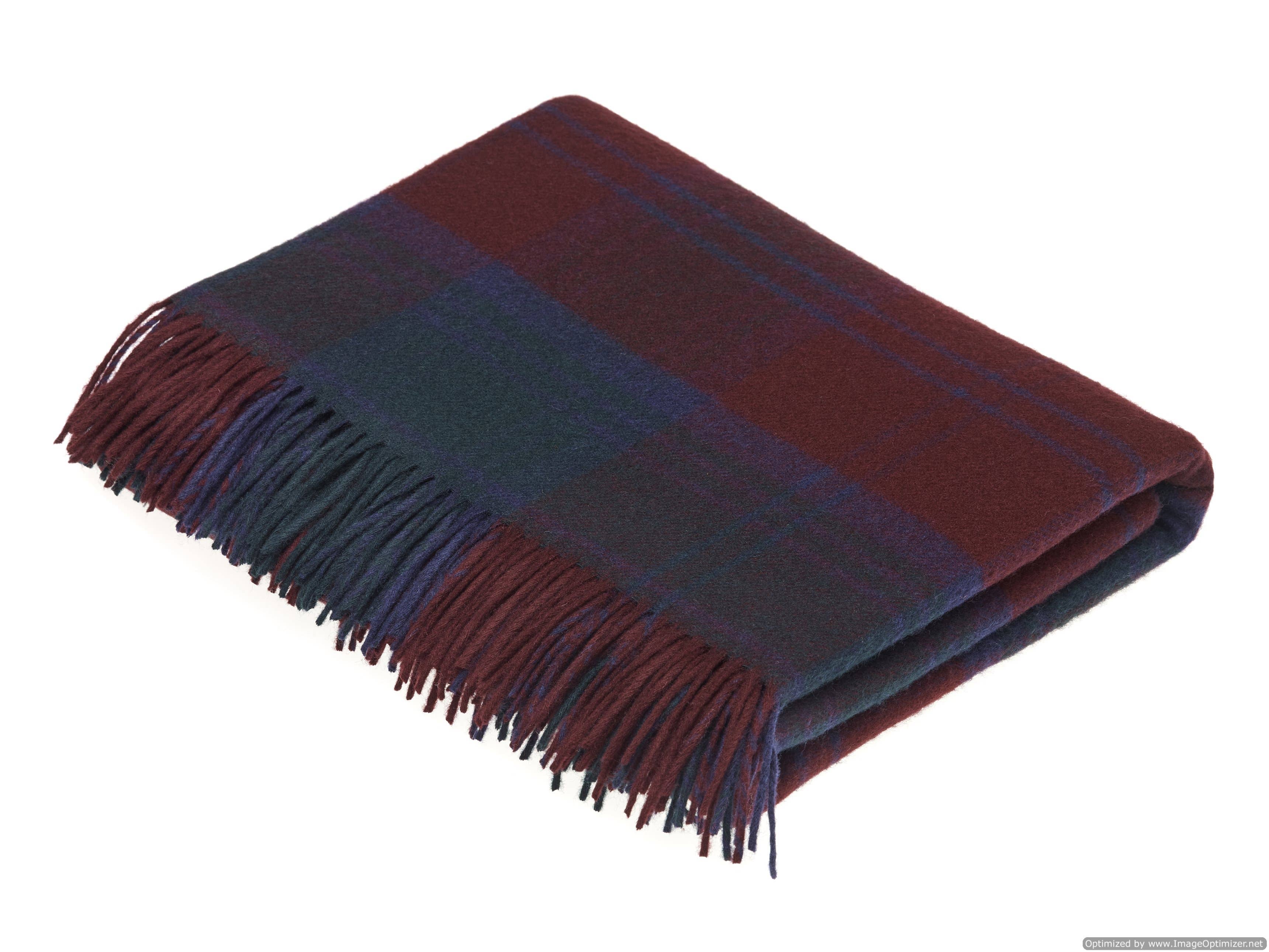 Bronte Moon Tartan Plaid Merino Wool Throw Blanket Collection / Lindsay Plaid