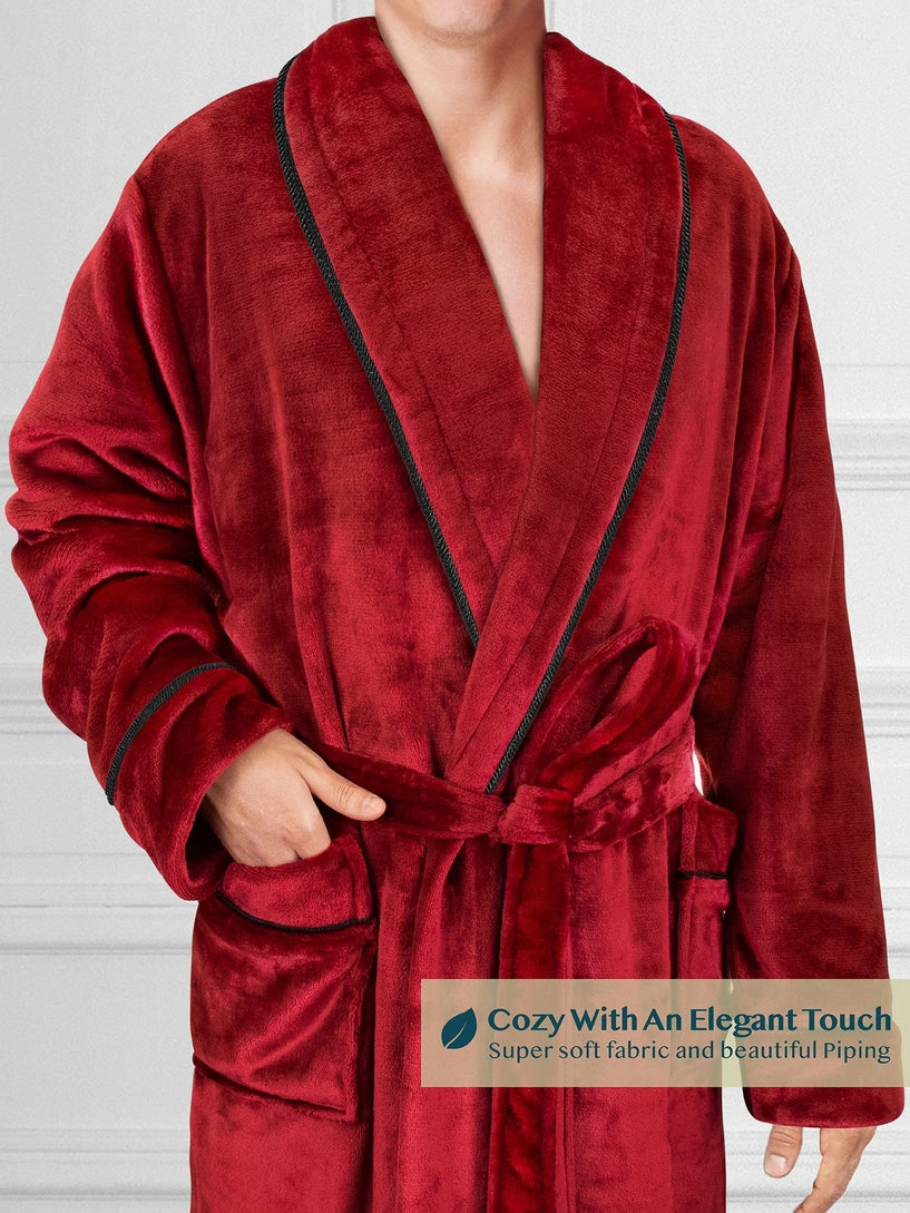 Pavilia Piping Fleece Men's Robe