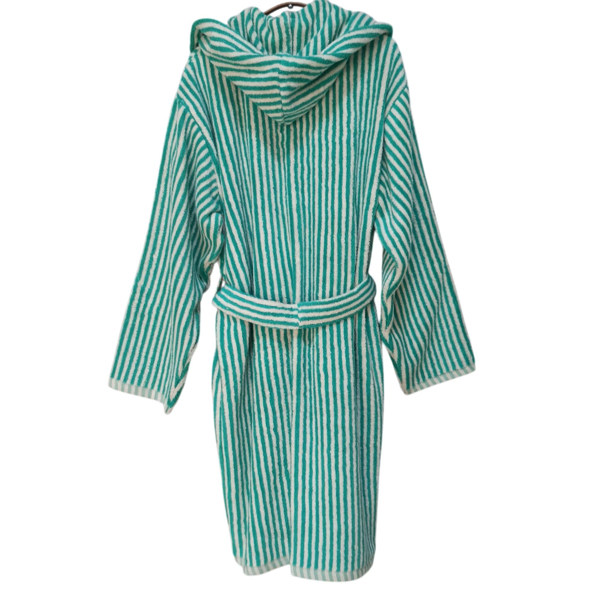 Stripe Bathrobe Handloom Turkish Cotton Resort Heavy Luxury