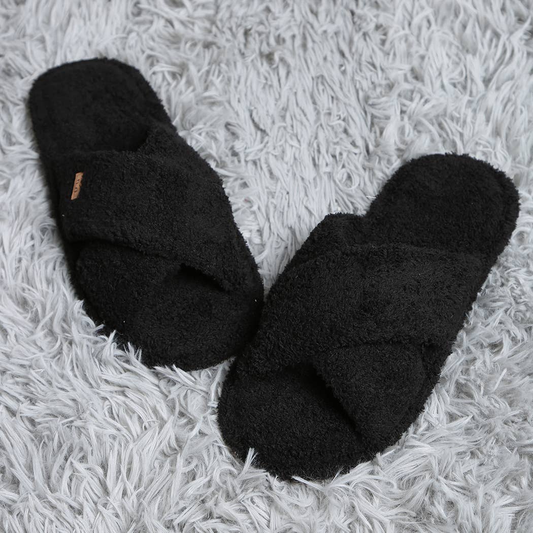 Fashion City Criss Cross Soft Microfiber Slide Slippers