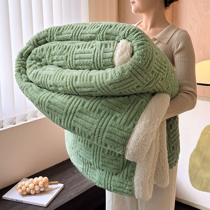 Sweetkama Grid Sherpa Fleece Oversized Throw Blanket